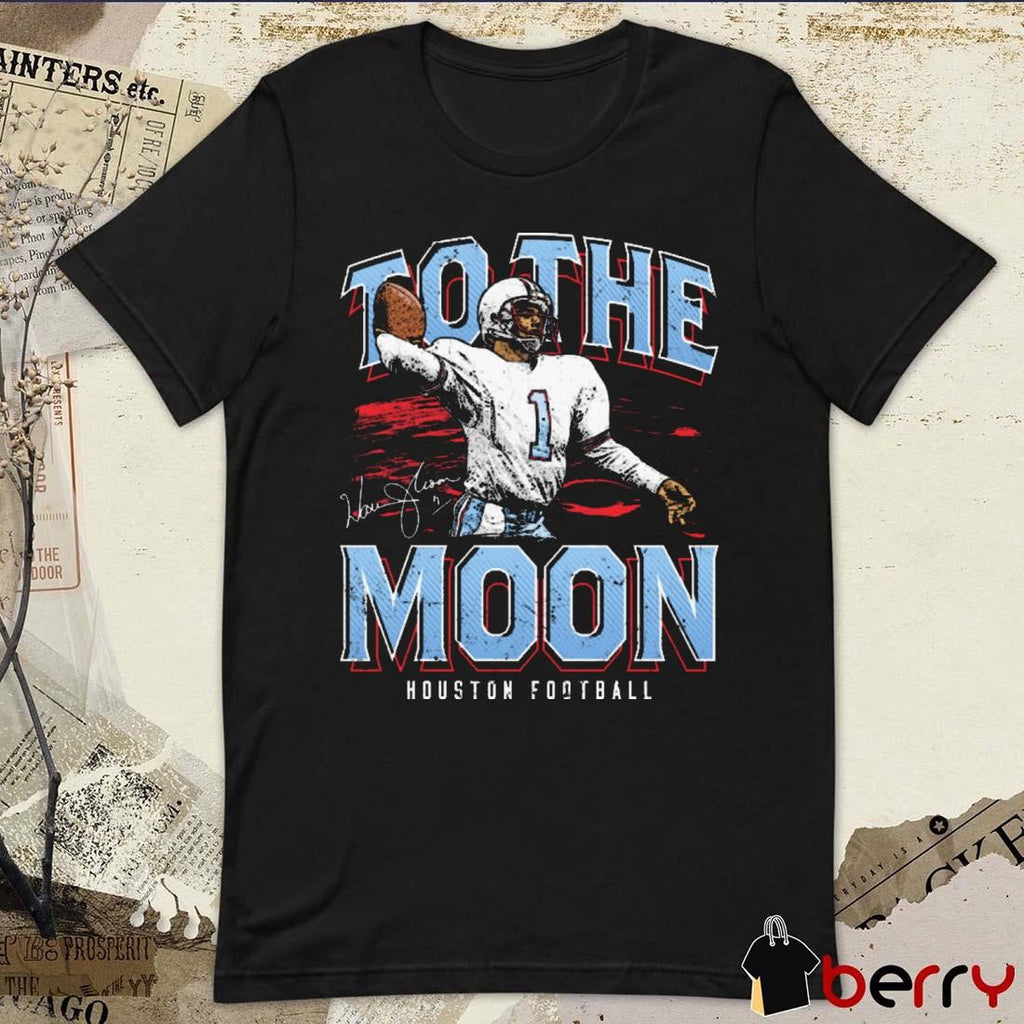 Warren Moon #1 Houston Football To The Moon Signature Vintage t-shirt