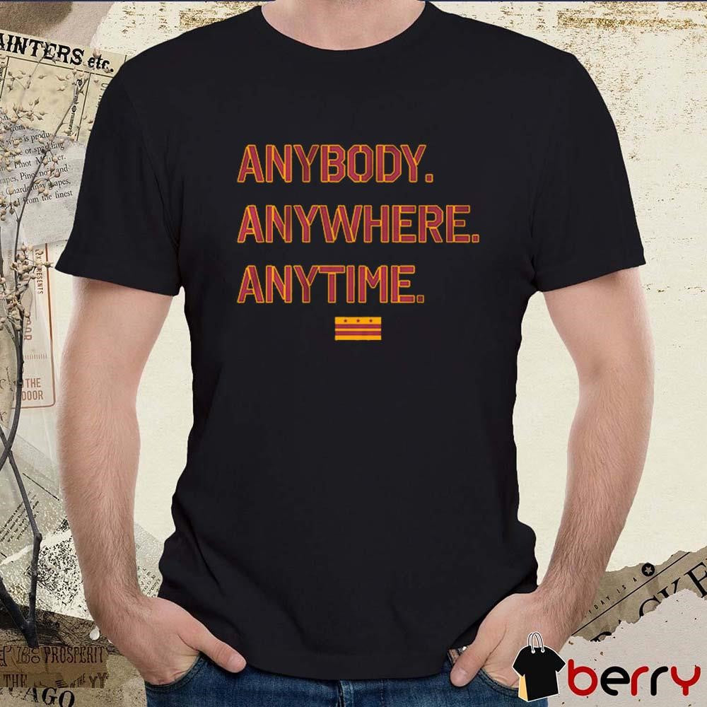 Washington Commanders NFL Football Anybody Anywhere Anytime Washington DC Flag t-shirt