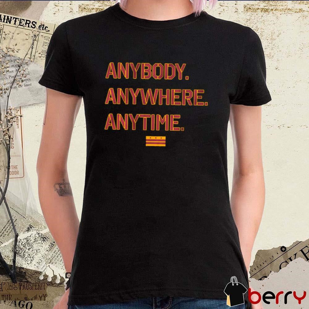 Washington Commanders NFL Football Anybody Anywhere Anytime Washington DC Flag t-shirt