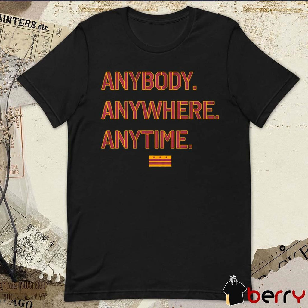 Washington Commanders NFL Football Anybody Anywhere Anytime Washington DC Flag t-shirt