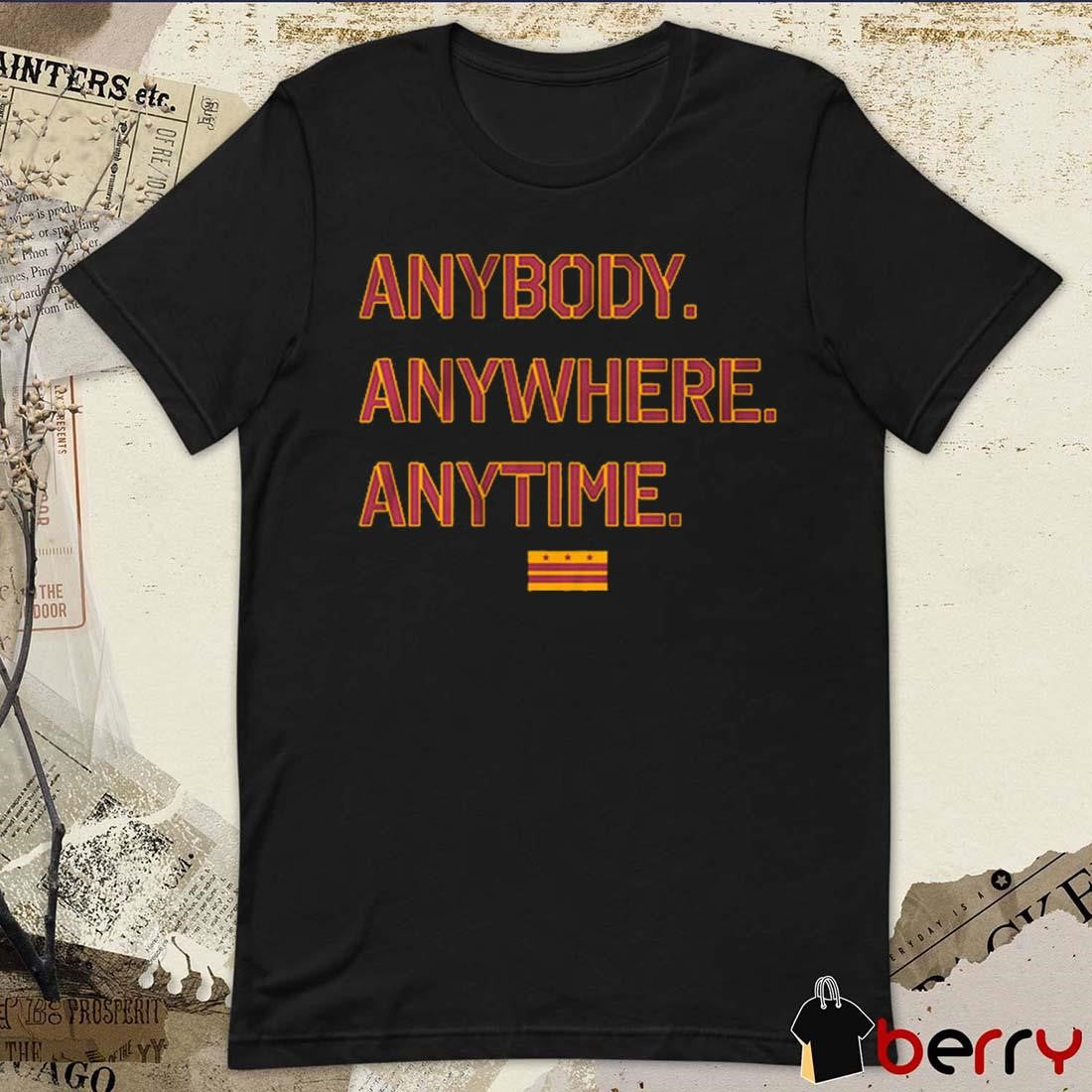 Washington Commanders NFL Football Anybody Anywhere Anytime Washington DC Flag t-shirt