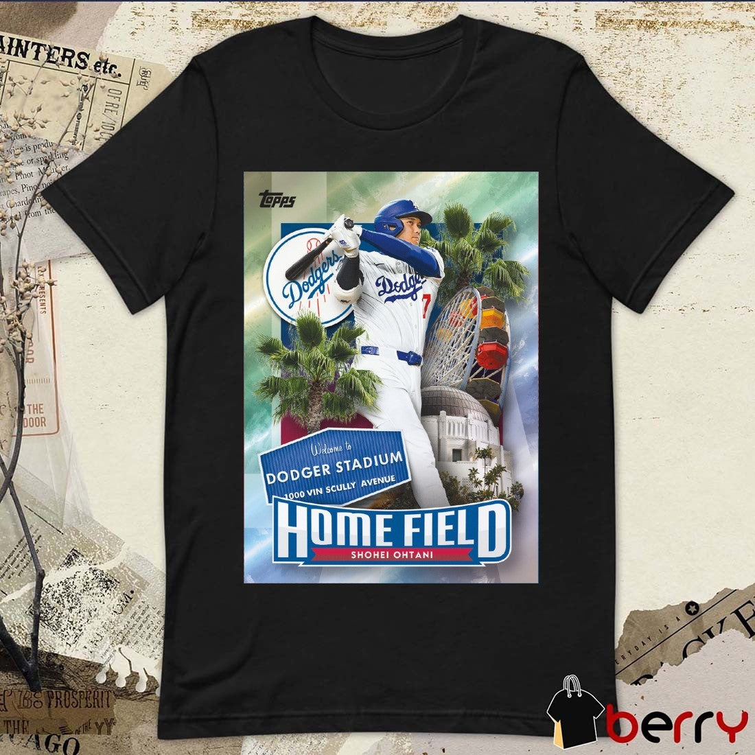 Welcome To Stadium Dodger Stadium 1000 Vin Scully Avenue Shohei Ohtani Home Field Topps Poster t-shirt