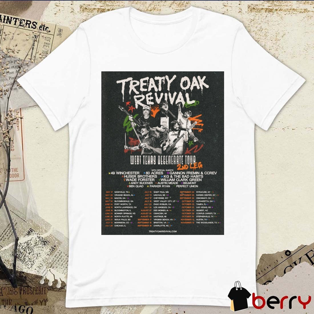 West Texas Degenerate Tour Treaty Oak Revival 2026 Poster t-shirt