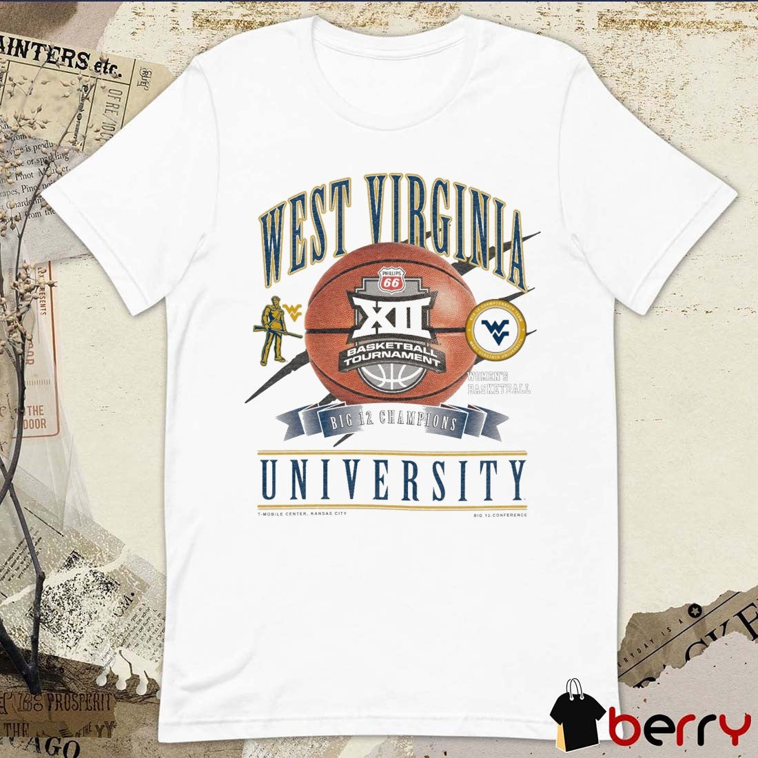 West Virginia University Mountaineers 2026 Big 12 Women’s Basketball Champions t-shirt