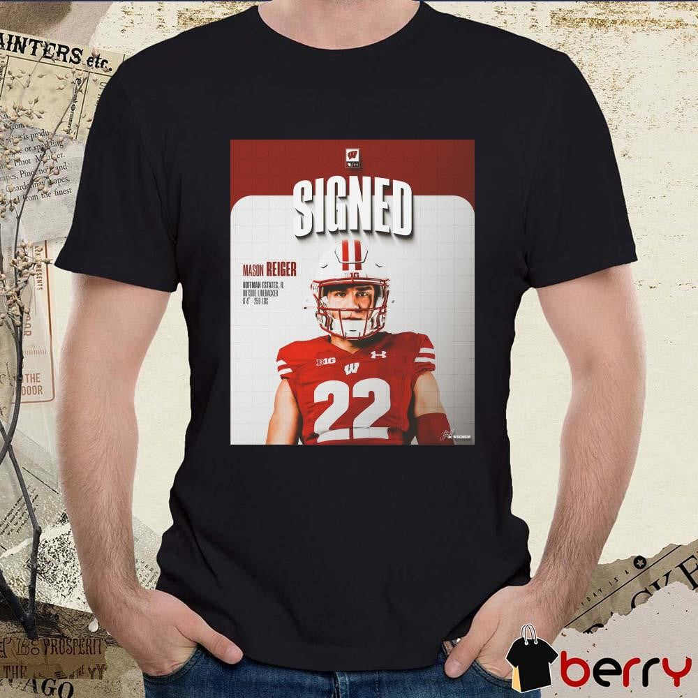 Wisconsin Badgers Signed Mason Reiger Hoffman Estates IL Outside Linebacker Signature Poster t-shirt