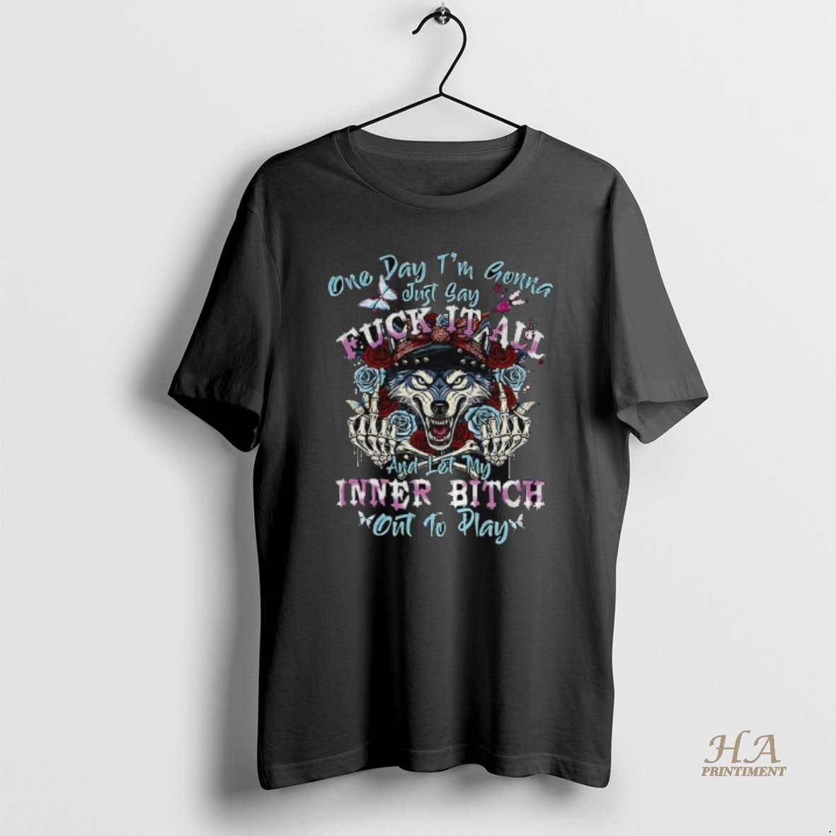 Official Wolf One Day Im Gonna Just Say Fuck It All And Let My Inner T-Shirts, Hoodie, Sweatshirt | InkNestWear.com
