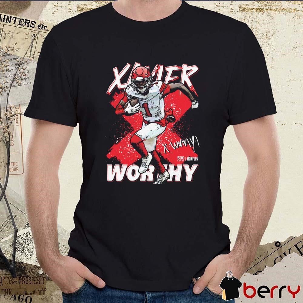 Xavier Worthy Kansas City Chiefs Football NFLPA Cross Signature Painting t-shirt
