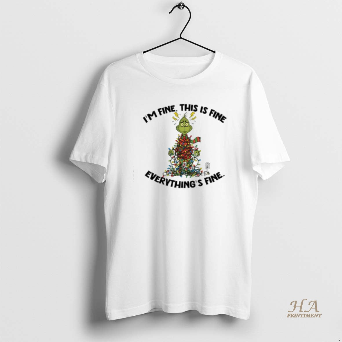 Official Xmas Grinch X Christmas Lights Im Fine This Is Fine Everythings Fine T-Shirts, Hoodie, Sweatshirt | InkNestWear.com