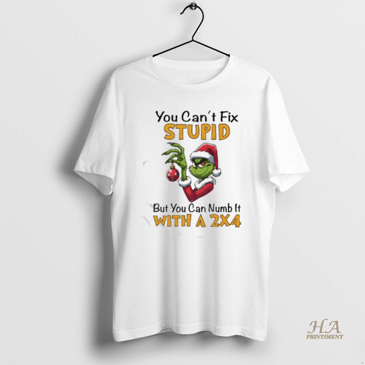 Official You Cant Fix Stupid But You Can Numb It With A 2x4 Grinch Christmas T-Shirts, Hoodie, Sweatshirt | InkNestWear.com