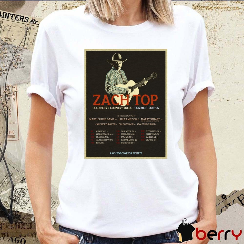 Zach Top Cold Beer and Country Music Summer Tour 2026 June 5 – Aug 28 Poster t-shirt