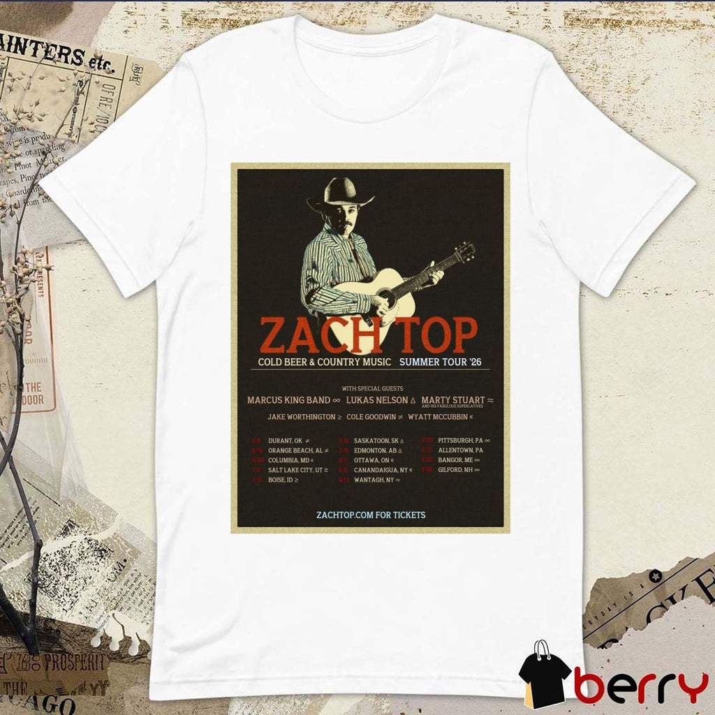 Zach Top Cold Beer and Country Music Summer Tour 2026 June 5 – Aug 28 Poster t-shirt