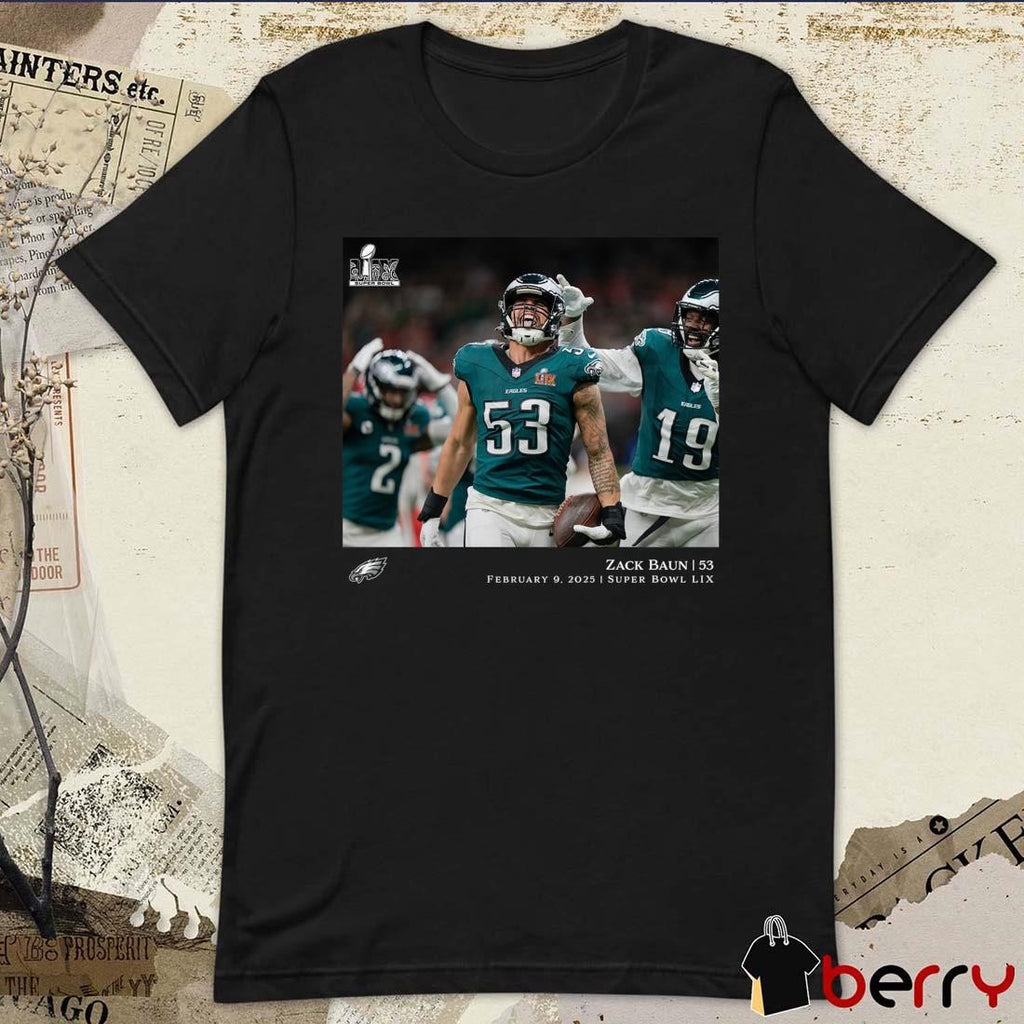 Zack Baun Philadelphia Eagles NFL Flash Features Super Bowl LIX Champions 2 9 2025 t-shirt