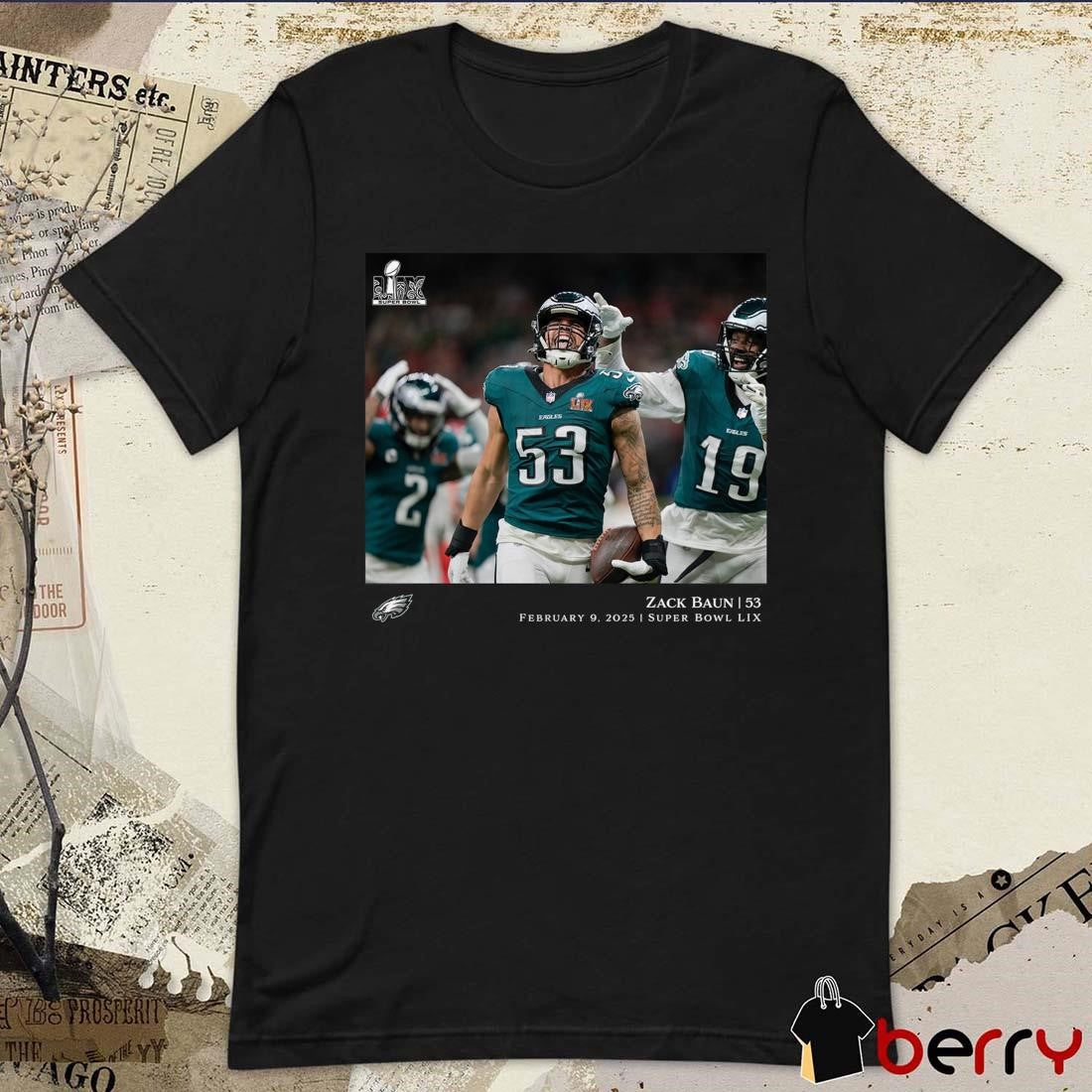 Zack Baun Philadelphia Eagles NFL Flash Features Super Bowl LIX Champions 2 9 2025 t-shirt