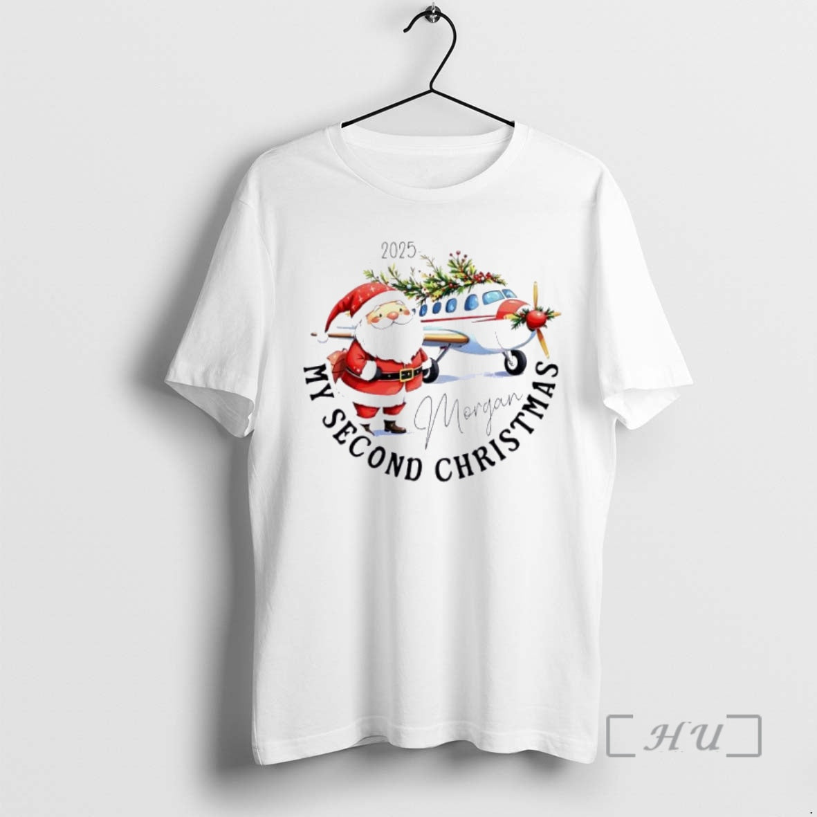 Officials Airplane And Santa Claus Cute Yearly Kid Christmas 2025 Personalized Ornaments White Premium T-Shirts, Hoodie,...