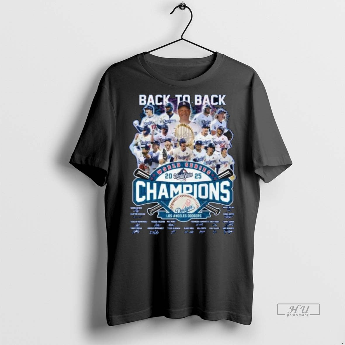 Officials Back To Back World Series 2025 Champions Los Angeles Dodgers Players Signatures Fireworks Long T-Shirts,...