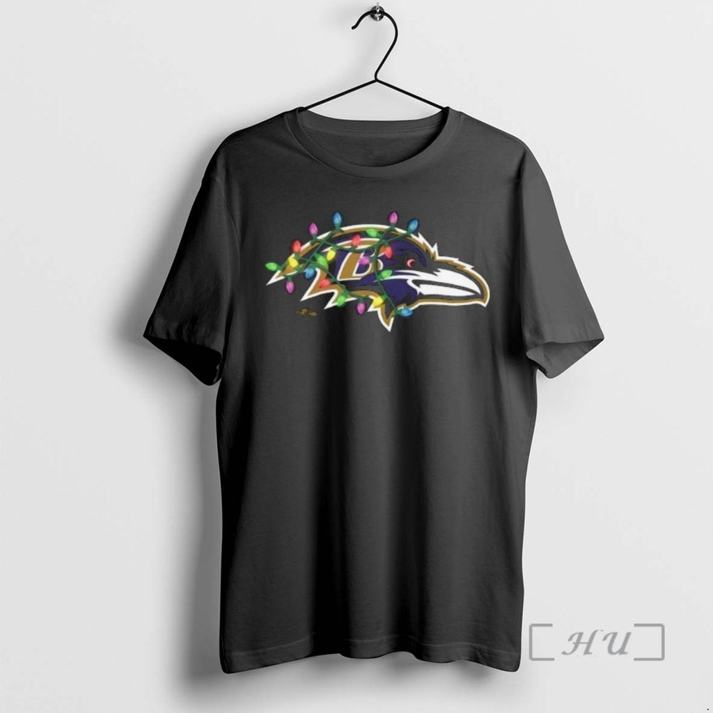 Officials Baltimore Ravens Primary Logo Holiday Lights 2025 T-Shirts, Hoodie, Sweatshirt | InkNestWear.com