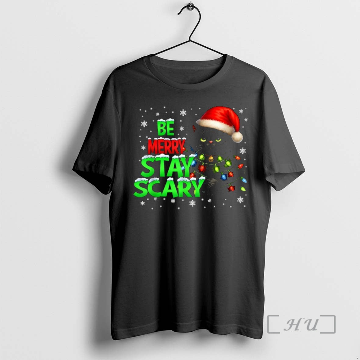 Officials Be Merry Stay Scary Black Cat Christmas T-Shirts, Hoodie, Sweatshirt | InkNestWear.com