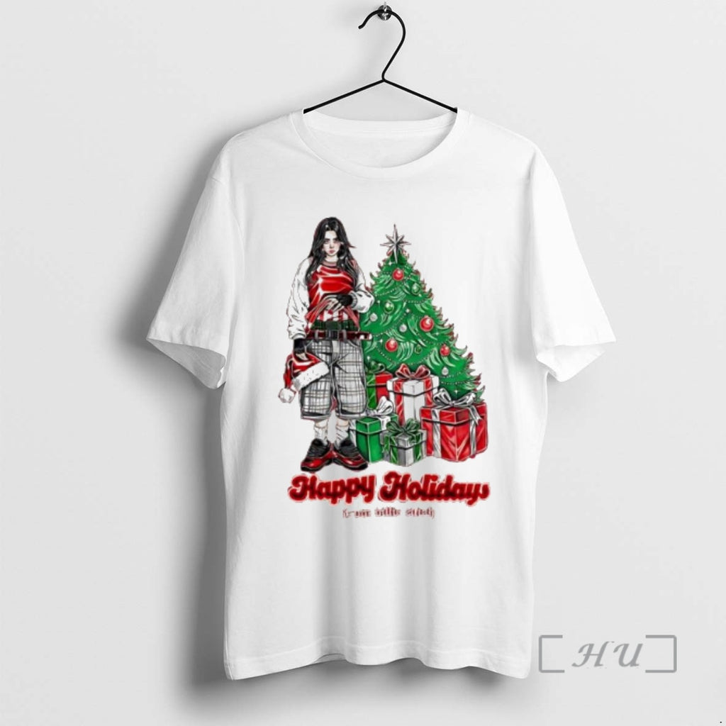 Officials Billie Eilish Happy Holidays From Billie Eilish Christmas Tree T-Shirts, Hoodie, Sweatshirt | InkNestWear.com