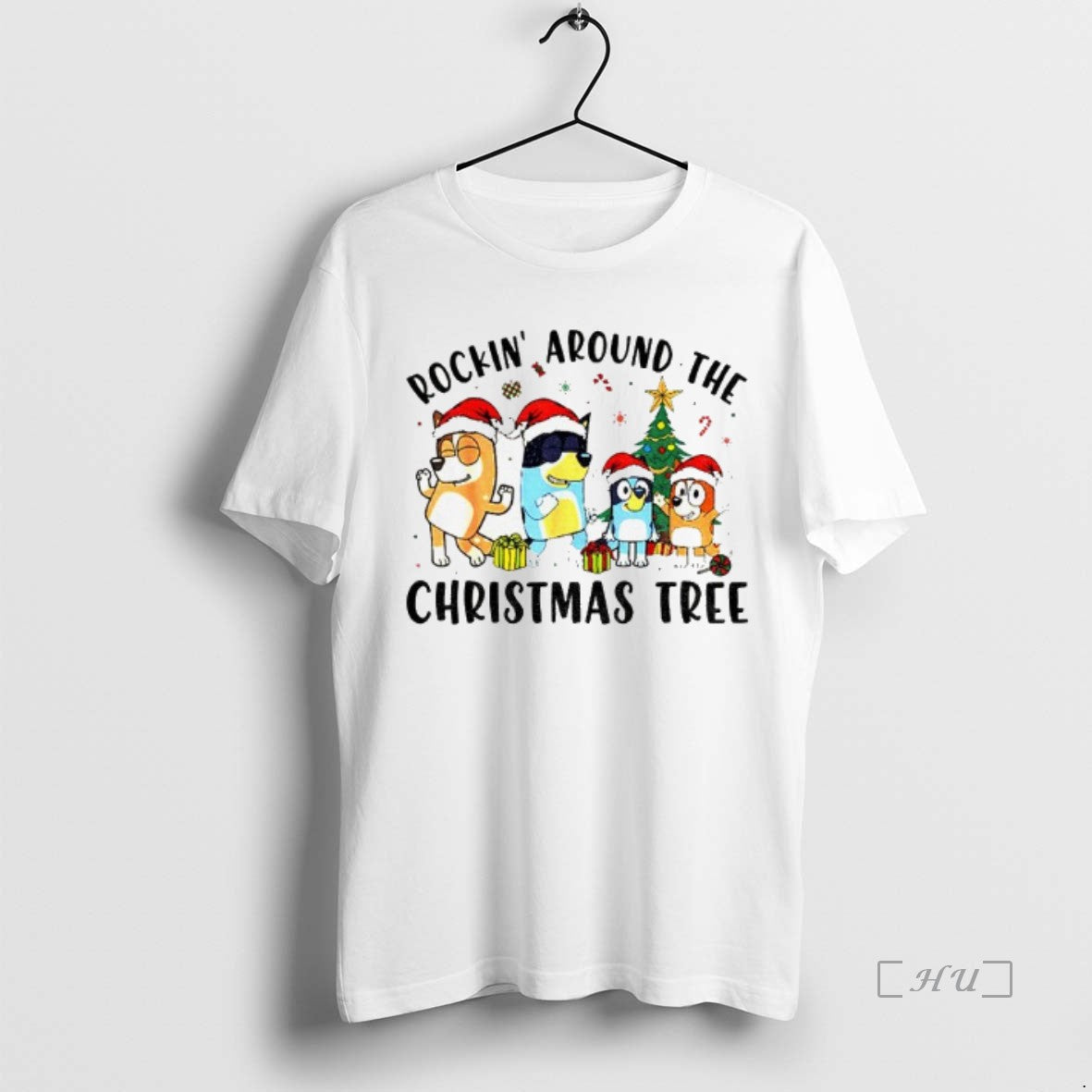 Officials Bluey Family Rockin Around The Christmas Tree T-Shirts, Hoodie, Sweatshirt | InkNestWear.com