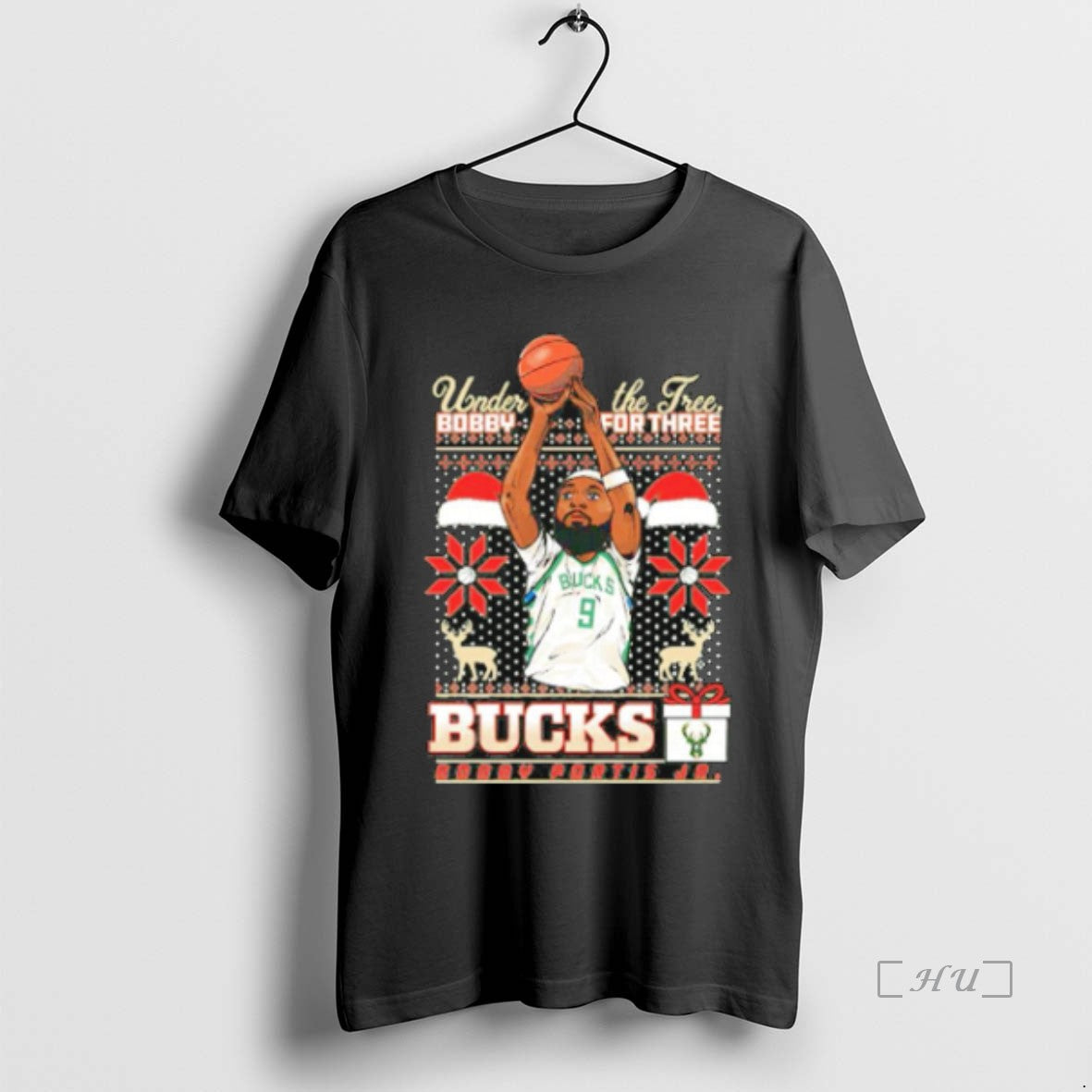 Officials Bobby Portis Jr Milwaukee Bucks Under The Tree Bobby For Three Christmas Premium T-Shirts, Hoodie, Sweatshirt