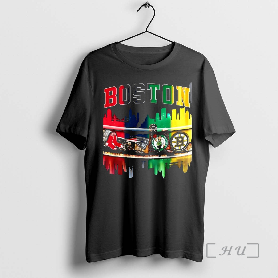Officials Boston Sports Teams Red Sox Patriots Celtics Bruins Logo City Skyline Premium T Shirts Hoodie, Sweatshirt