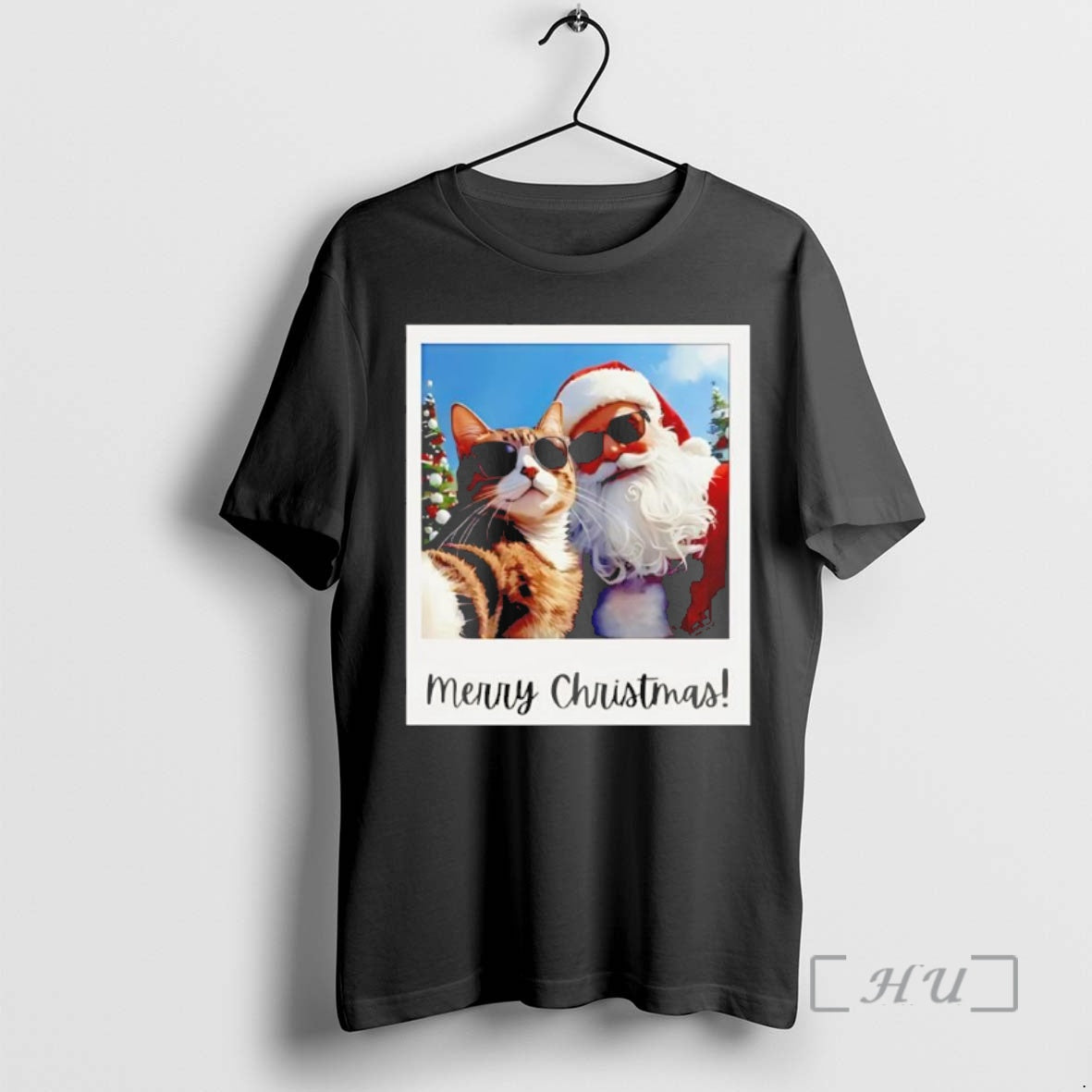 Officials Cat Santa Selfie Christmas Photo Black T-Shirts, Hoodie, Sweatshirt | InkNestWear.com