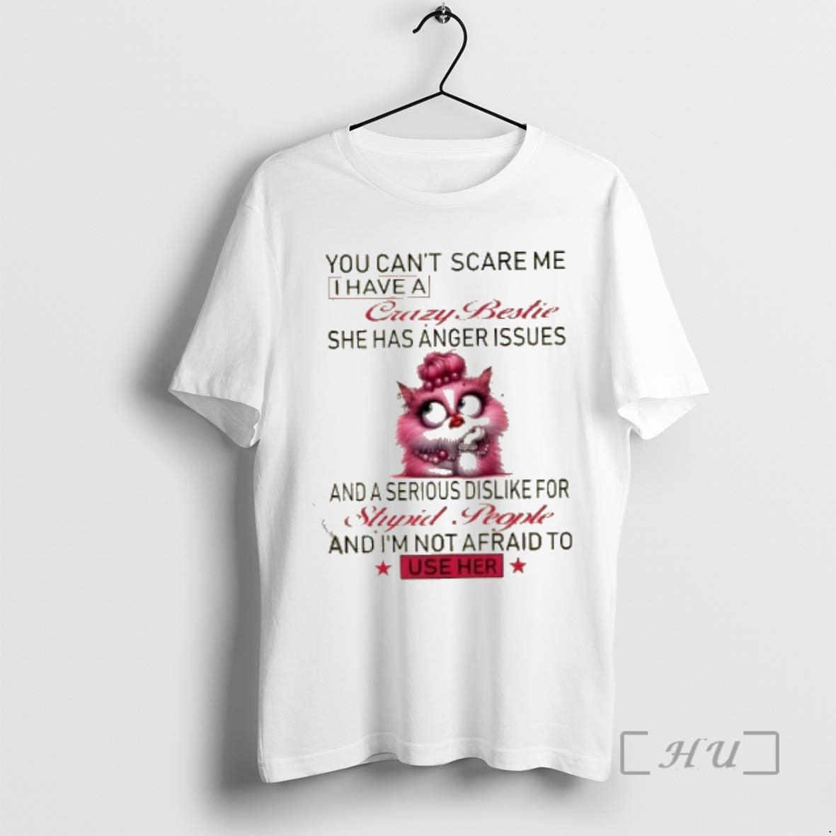 Officials Cat You Cant Scare Me I Have A Crazy Bestie She Has Anger Issues T-Shirts, Hoodie, Sweatshirt | InkNestWear.com