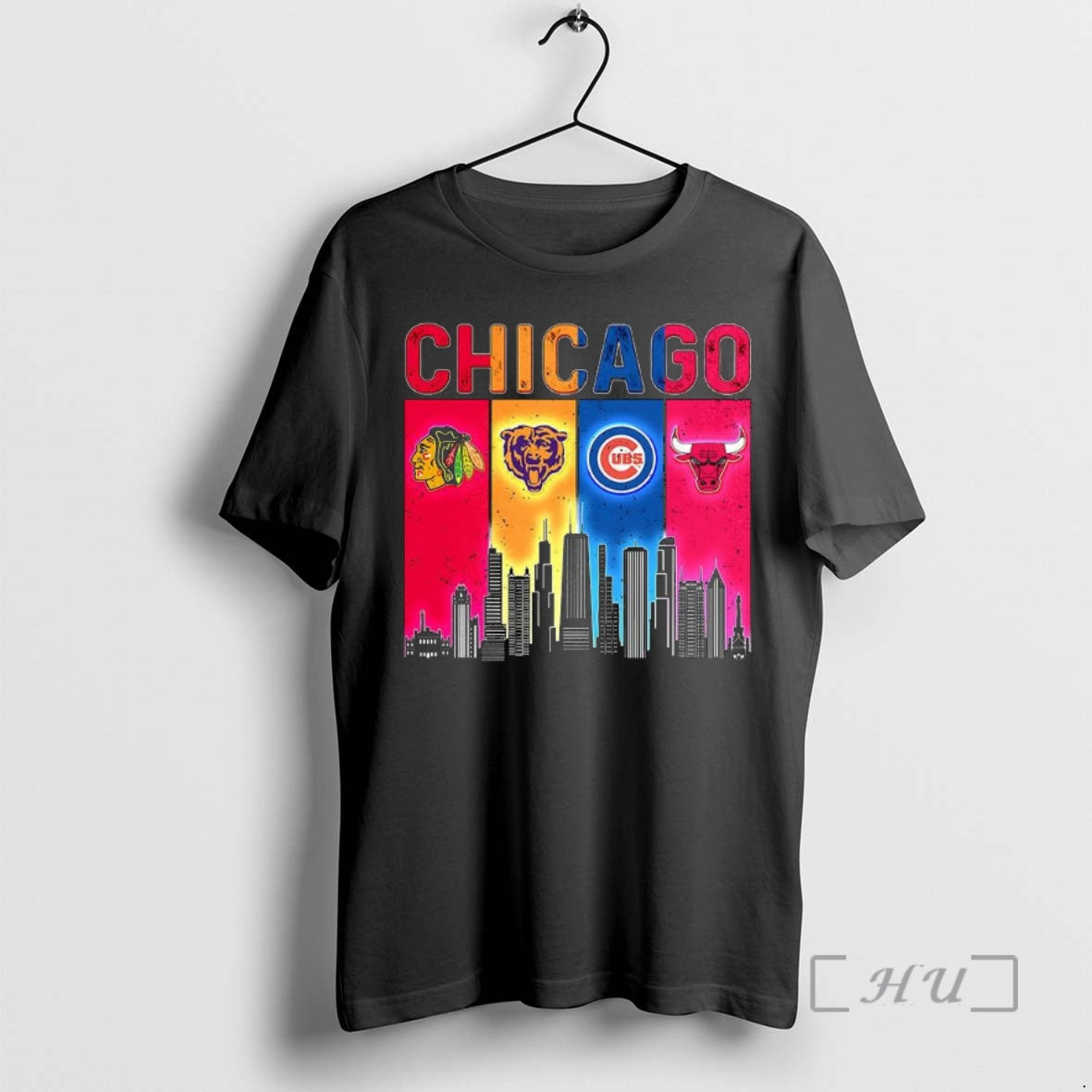 Officials Chicago Sports Teams Blackhawks Bears Cubs Bulls Skyline T-Shirts, Hoodie, Sweatshirt | InkNestWear.com