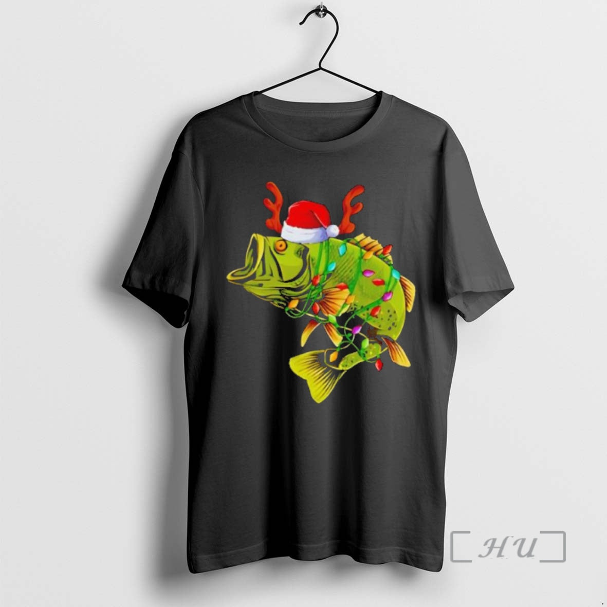 Officials Christmas Fishing Santa Bass Holiday Lights Funny Black T-Shirts, Hoodie, Sweatshirt | InkNestWear.com