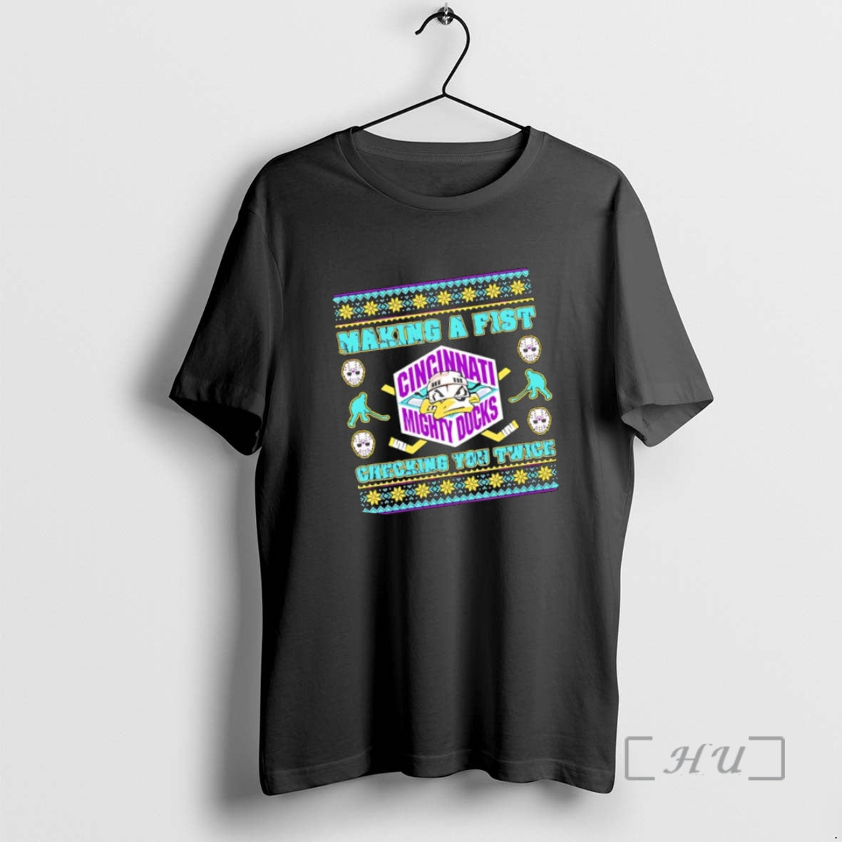 Officials Cincinnati Mighty Ducks Making A Fist Christmas Ugly T-Shirts, Hoodie, Sweatshirt | InkNestWear.com
