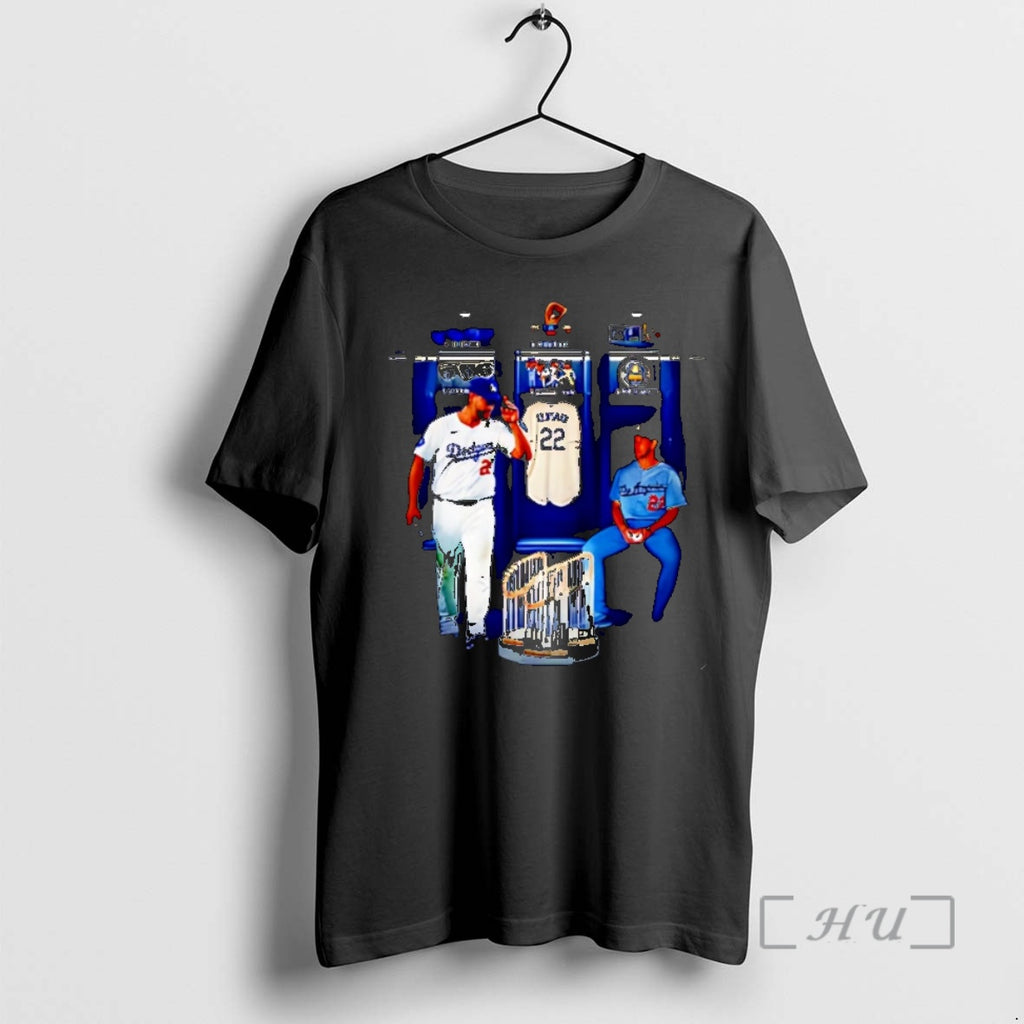 Officials Clayton Kershaw Locker Room Los Angeles Dodgers 2025 World Series Champion Christmas Premium T-Shirts, Hoodie,...
