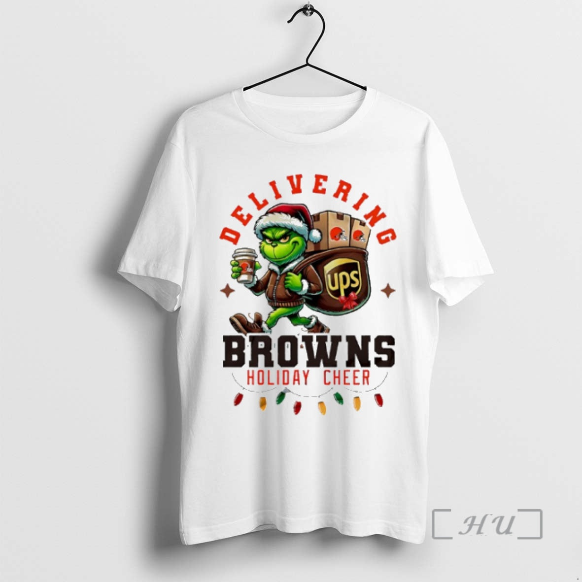 Officials Cleveland Browns Grinch Delivering Ups Holiday Cheer Christmas T-Shirts, Hoodie, Sweatshirt | InkNestWear.com