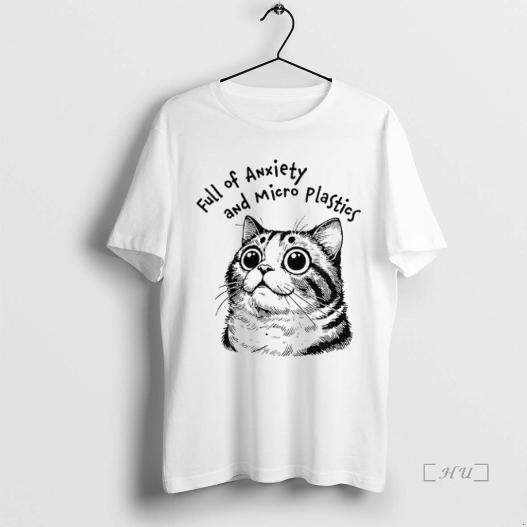 Officials Cute Cat Full Of Anxiety And Micro Plastics Vintage T-Shirts, Hoodie, Sweatshirt | InkNestWear.com