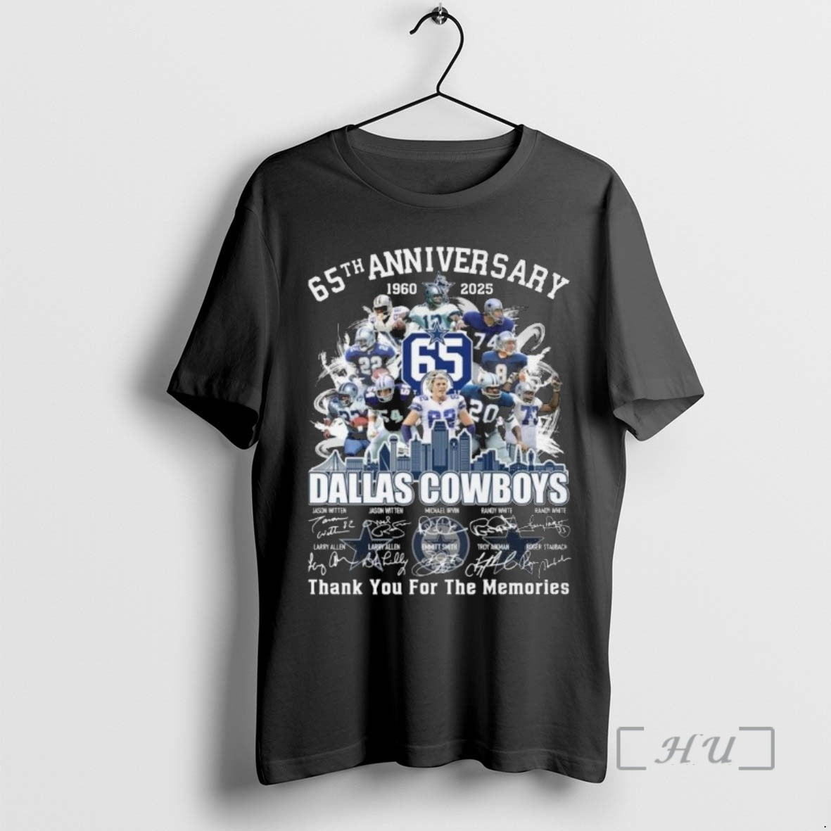 Officials Dallas Cowboys 65th Anniversary 1960 2025 Players Signatures Thank You For The Memories Skyline T-Shirts,...