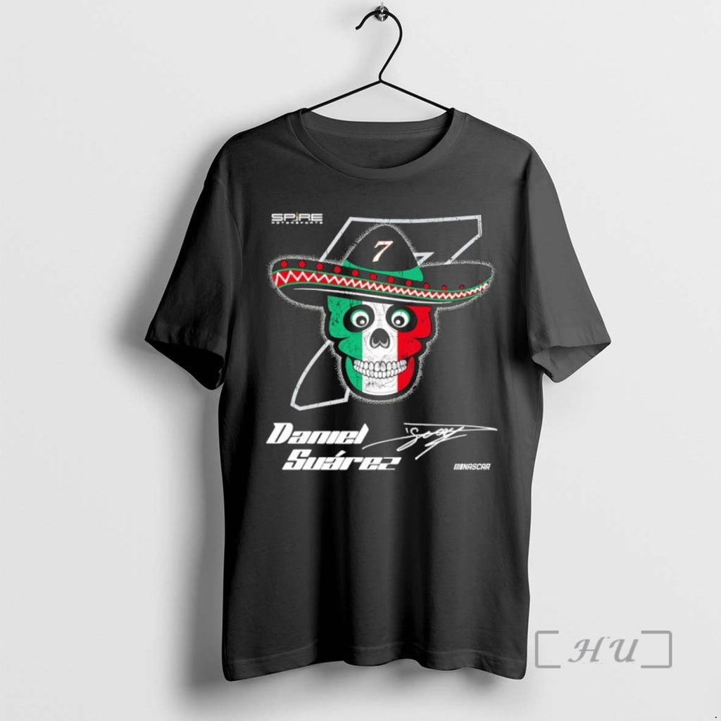 Officials Daniel Suarez Spire Motorsports Skull Signature T-Shirts, Hoodie, Sweatshirt | InkNestWear.com