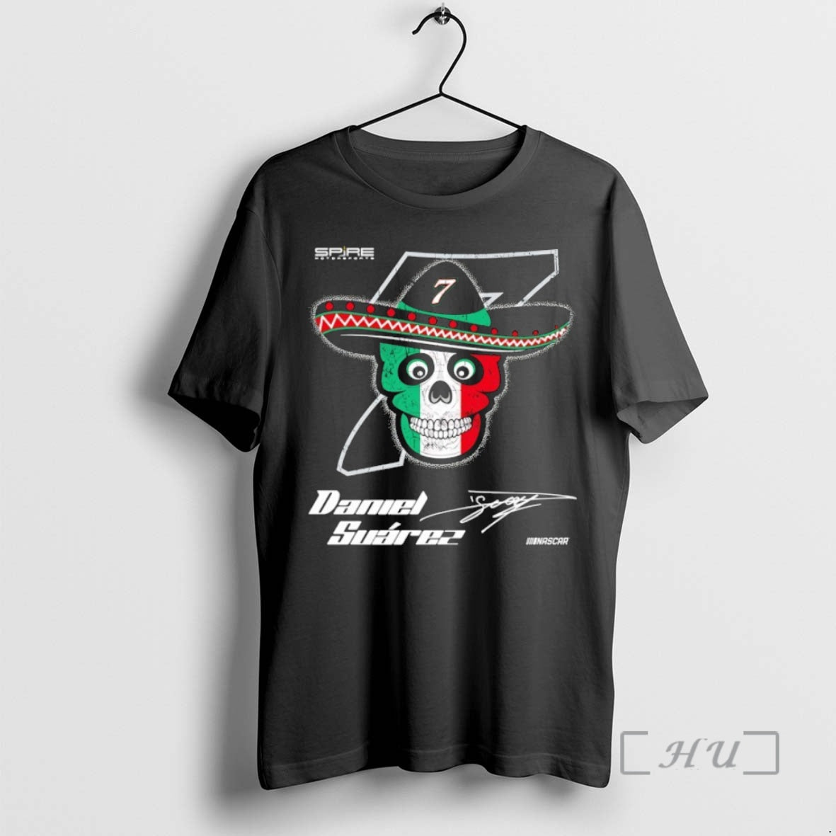 Officials Daniel Suarez Spire Motorsports Skull Signature T-Shirts, Hoodie, Sweatshirt | InkNestWear.com