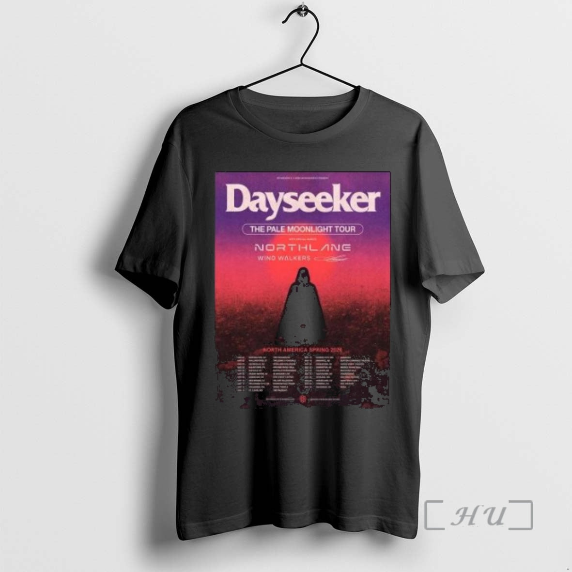 Officials Dayseeker The Pale Moonlight Tour North America Spring 2026 Schedule Dates Circle Black Premium T-Shirts,...