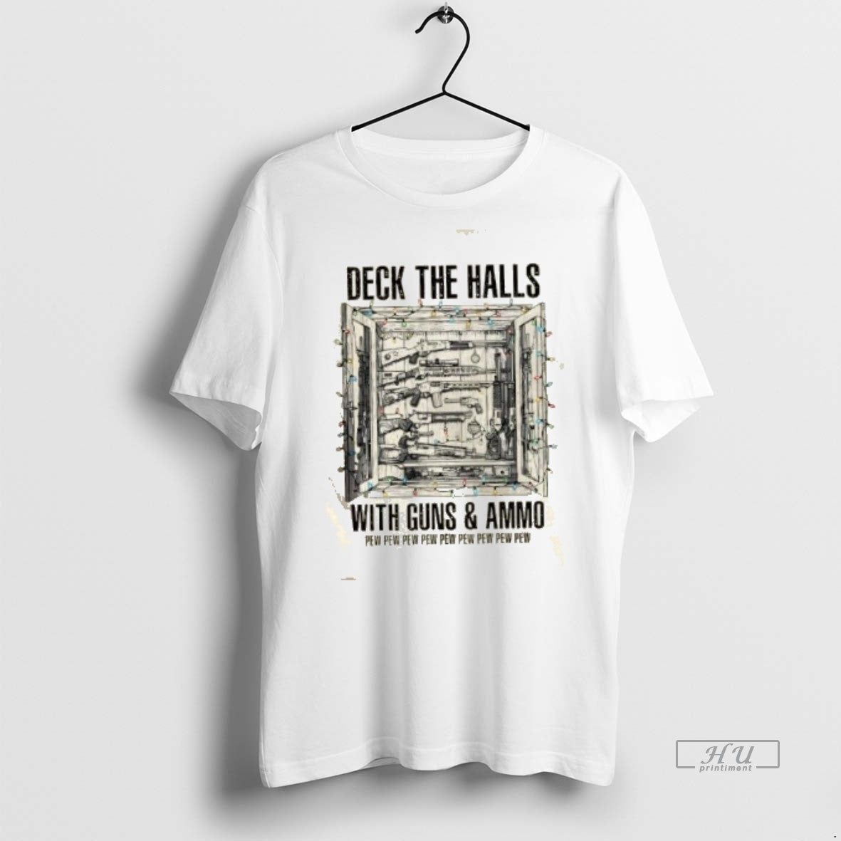 Officials Deck The Halls With Guns And Ammo Pew Pew Pew Christmas Premium T-Shirts, Hoodie, Sweatshirt | InkNestWear.com