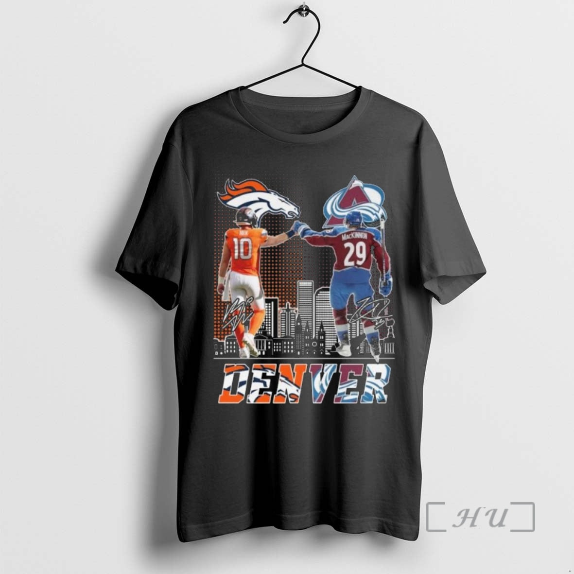 Officials Denver City Sports Team Bo Nix And Nathan Mackinnon Skyline Signatures 2025 Premium T-Shirts, Hoodie, Sweatshirt