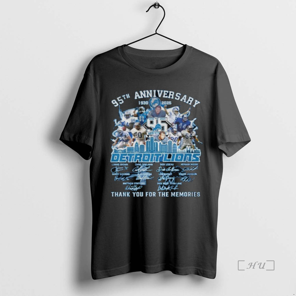 Officials Detroit Lions Celebrating 95th Anniversary 1920 2025 Thank You For The Memories Signatures Premium T-Shirts,...