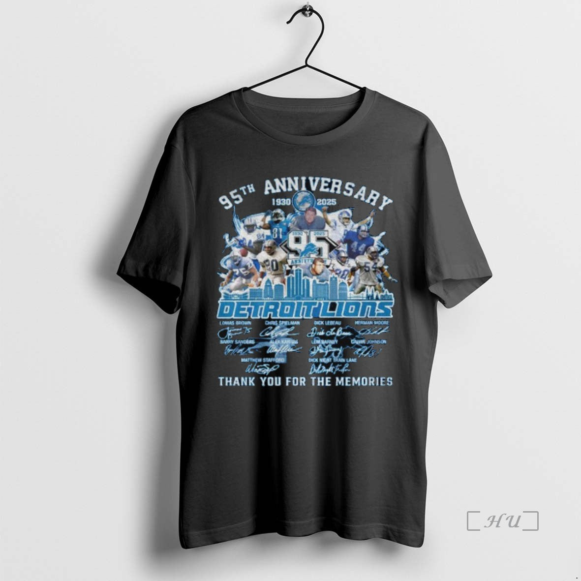 Officials Detroit Lions Celebrating 95th Anniversary 1920 2025 Thank You For The Memories Signatures Premium T-Shirts,...