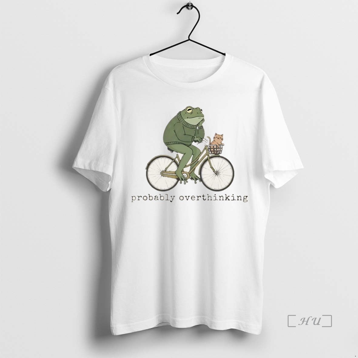Officials Frog Riding A Bike With Cat Probably Overthinking Funny Meme Christmas T-Shirts, Hoodie, Sweatshirt