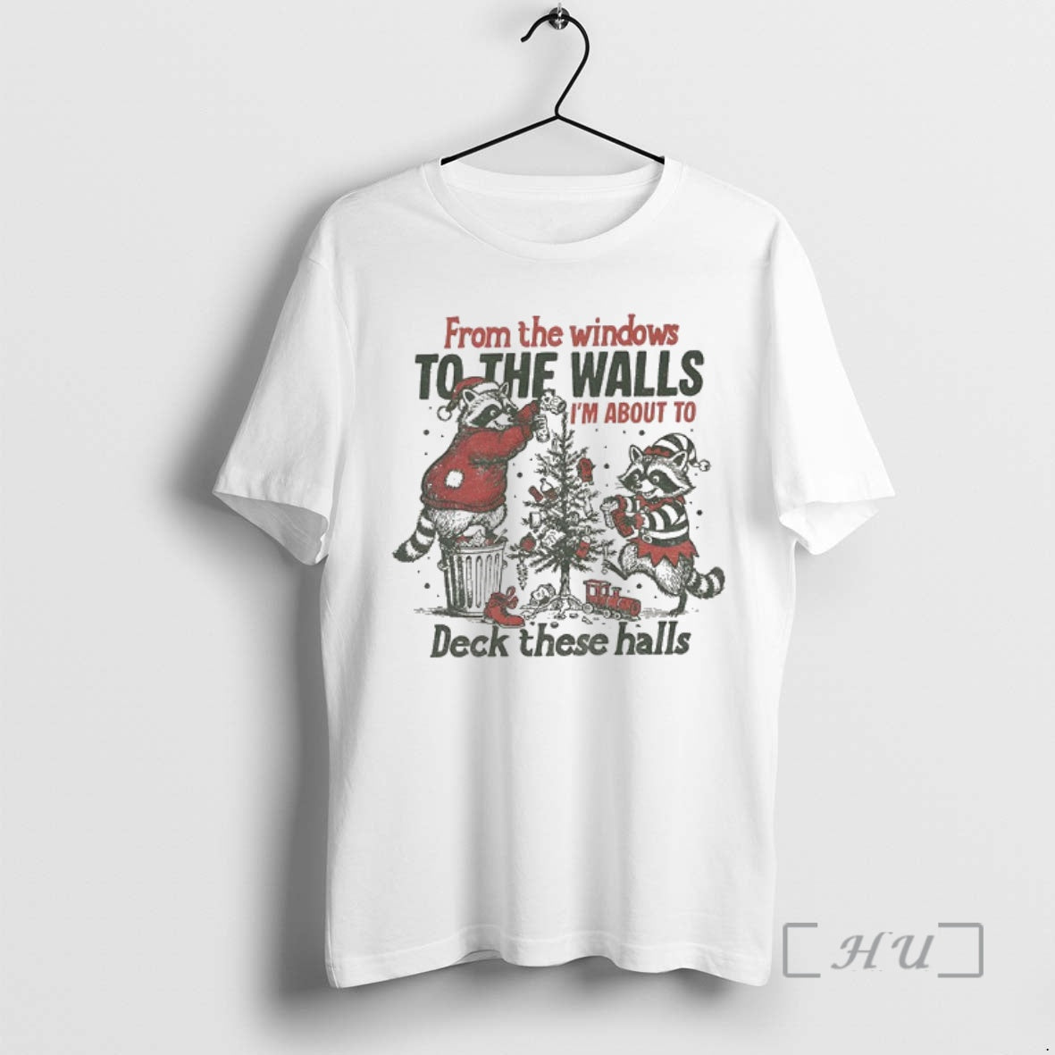 Officials From The Windows To The Walls Im About To Deck These Hall Raccoon Santa T-Shirts, Hoodie, Sweatshirt
