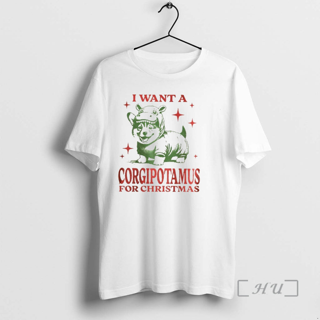 Officials Funny Corgi Christmas I Want A Corgipotamus For Christmas T-Shirts, Hoodie, Sweatshirt | InkNestWear.com