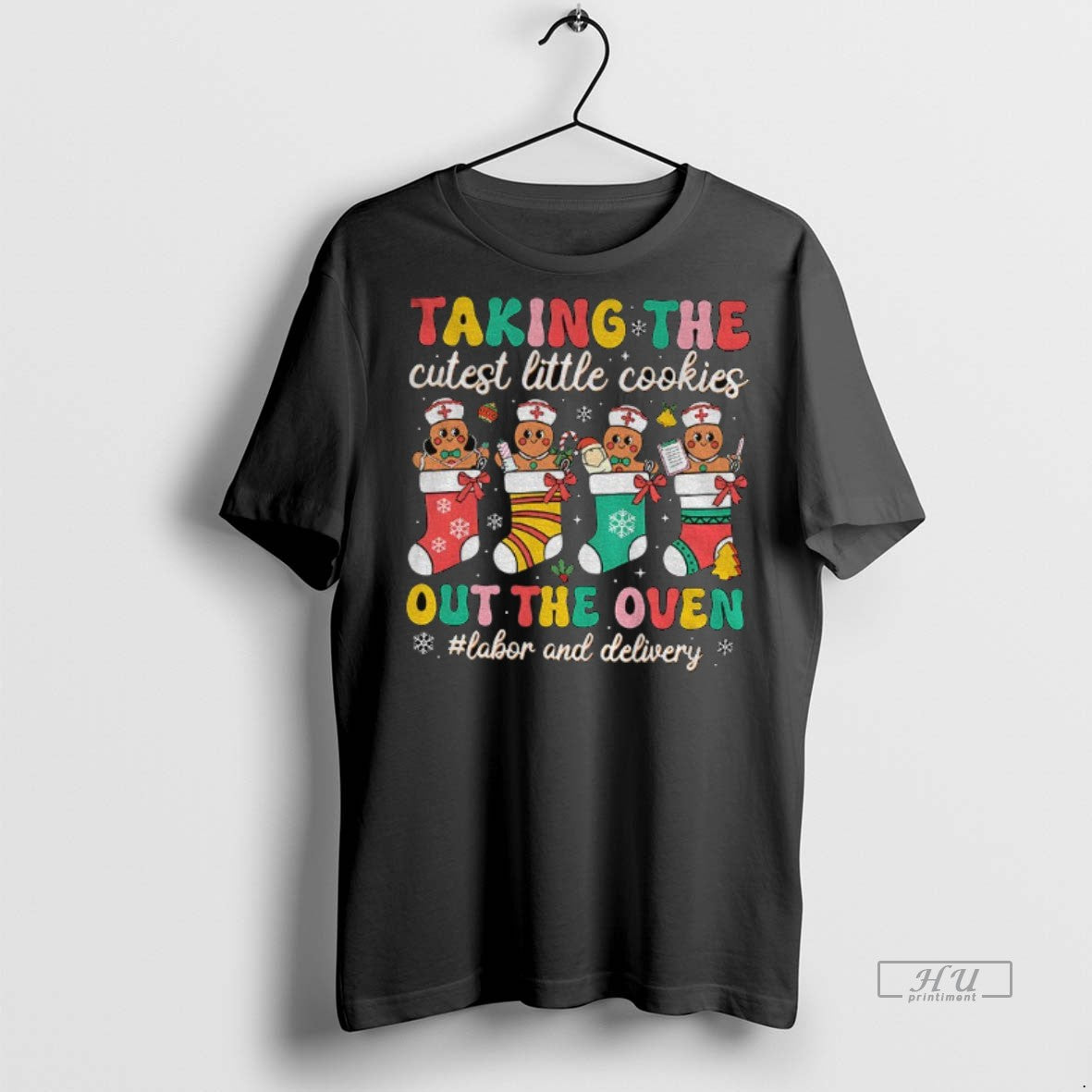 Officials Gingerbread Taking The Cutest Little Cookies Out The Oven Labor And Delivery Christmas Premium T-Shirts,...