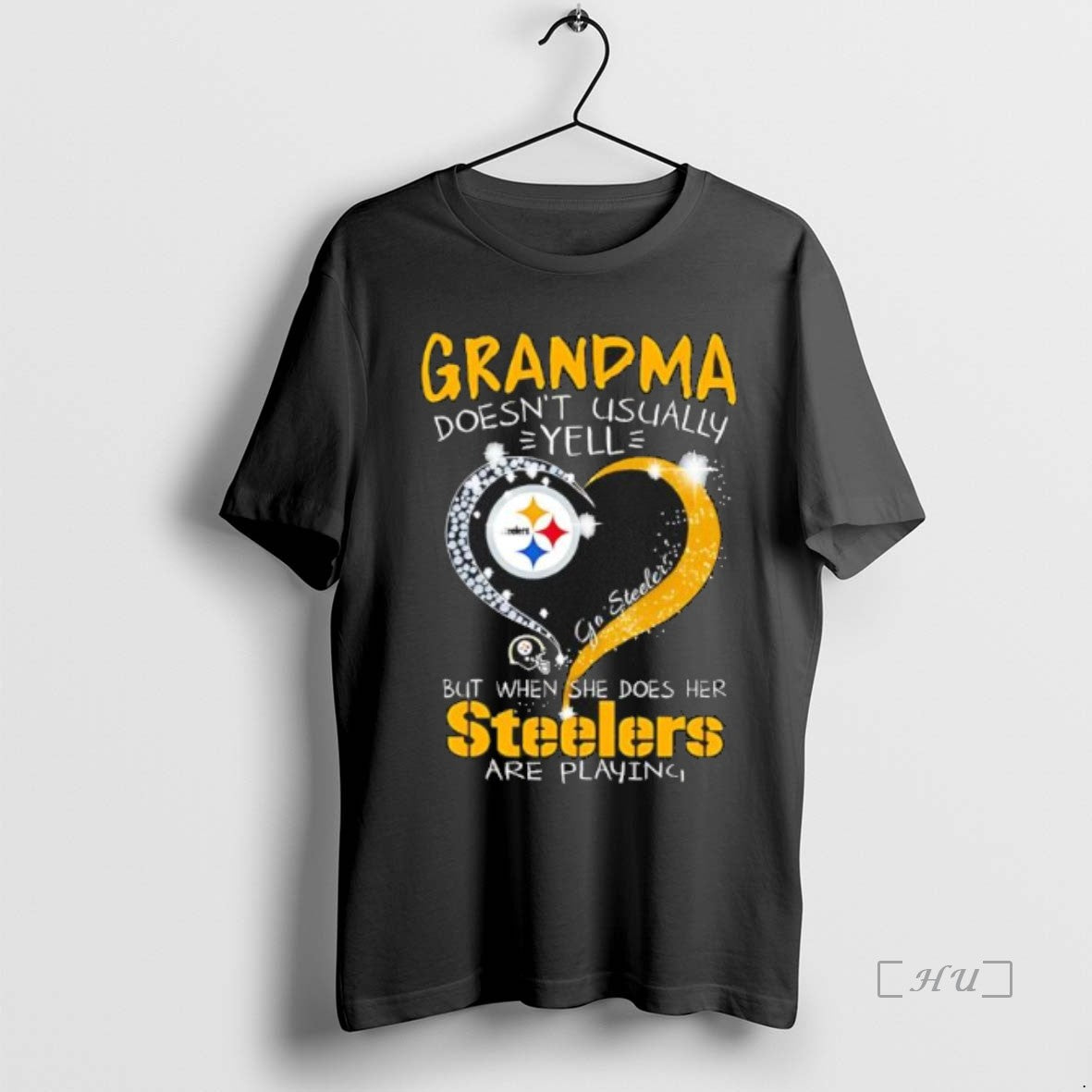 Officials Grandma Doesnt Usually Yell But When She Does Her Steelers Are Playing Black Premium T-Shirts, Hoodie, Sweatshirt