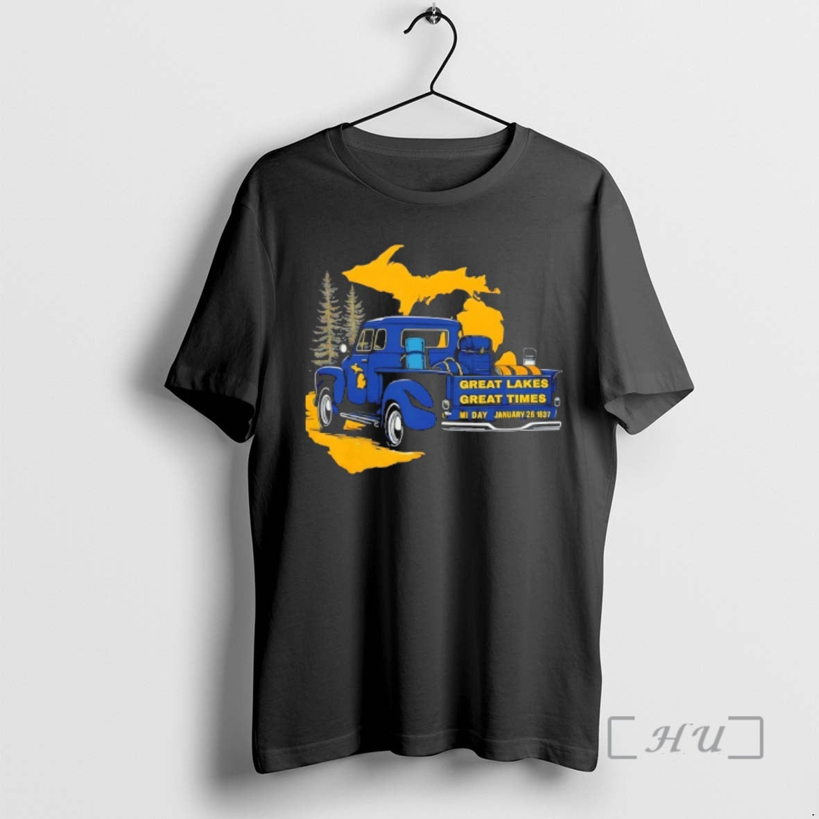 Officials Great Lakes Vintage Truck Michigan Map Retro Road Trip Great Times Premium T Shirts Hoodie, Sweatshirt