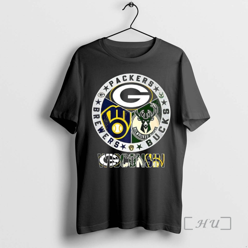 Officials Green Bay Packers Milwaukee Brewers Milwaukee Bucks Mashup Logo T-Shirts, Hoodie, Sweatshirt | InkNestWear.com