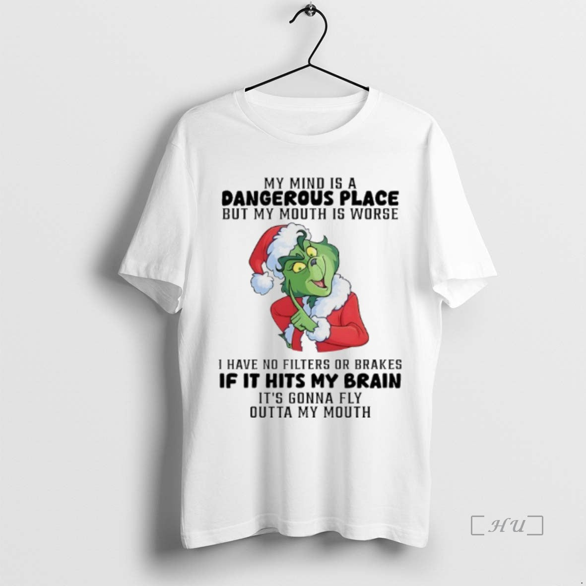 Officials Grinch Christmas Santa My Mind Is A Dangerous Place But My Mouth Is Worse T-Shirts, Hoodie, Sweatshirt