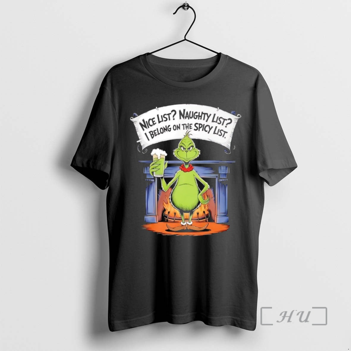 Officials Grinch Christmas Nice List Naughty List I Belong On The Spicy List Premium T-Shirts, Hoodie, Sweatshirt